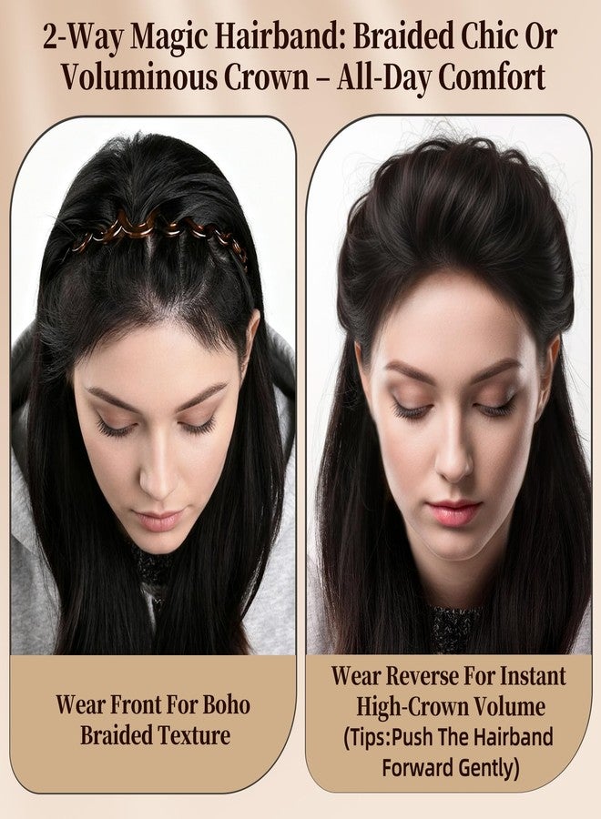 Fvbber Zig Zag Headbands with Teeth, High Cranium Head Bands for Women, 5-Pack Wavy Teeth Comb Headband Hair Accessories for Daily Styling (Include 1 Hair Clip) - Image 5
